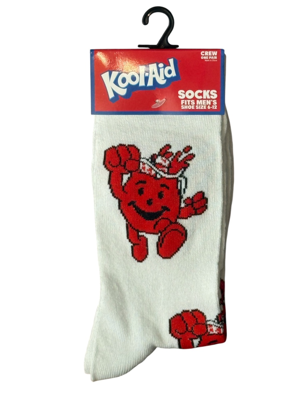 NWT Kool-Aid Man Graphic Crew Socks White Red Size 6–12